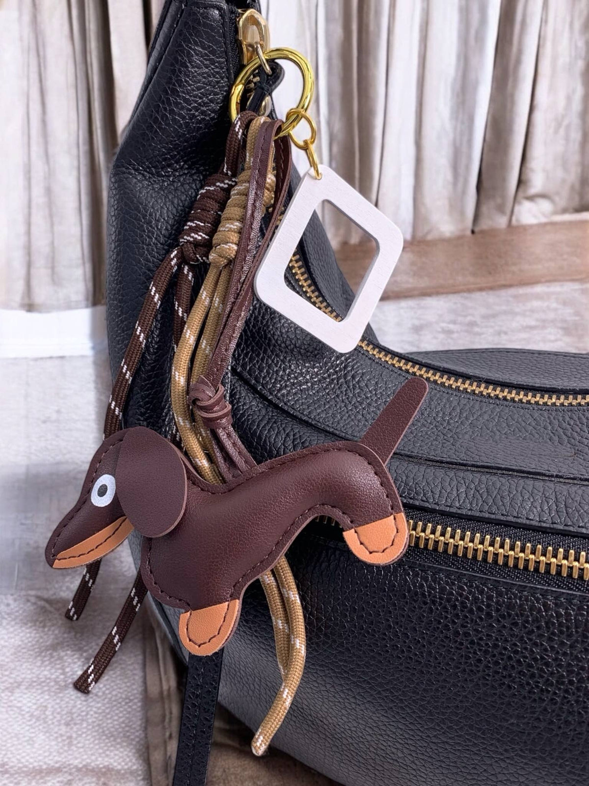 Dog and square bag charm and keychain PC13