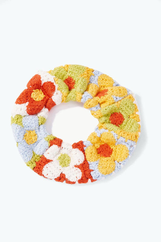 Crochet flower elastic hair scrunchie 13cm FQ302HS
