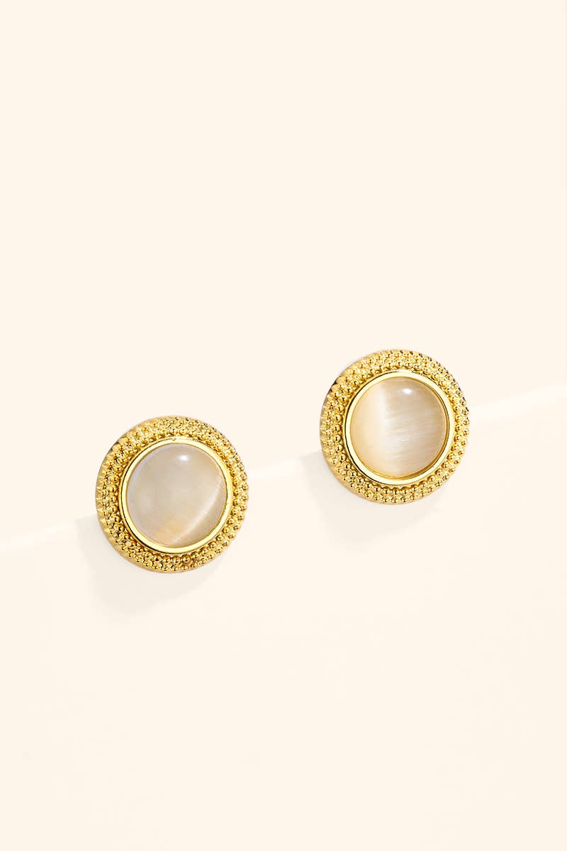 Boucles d'oreilles puces perlée en acier inoxydable 124AQ772