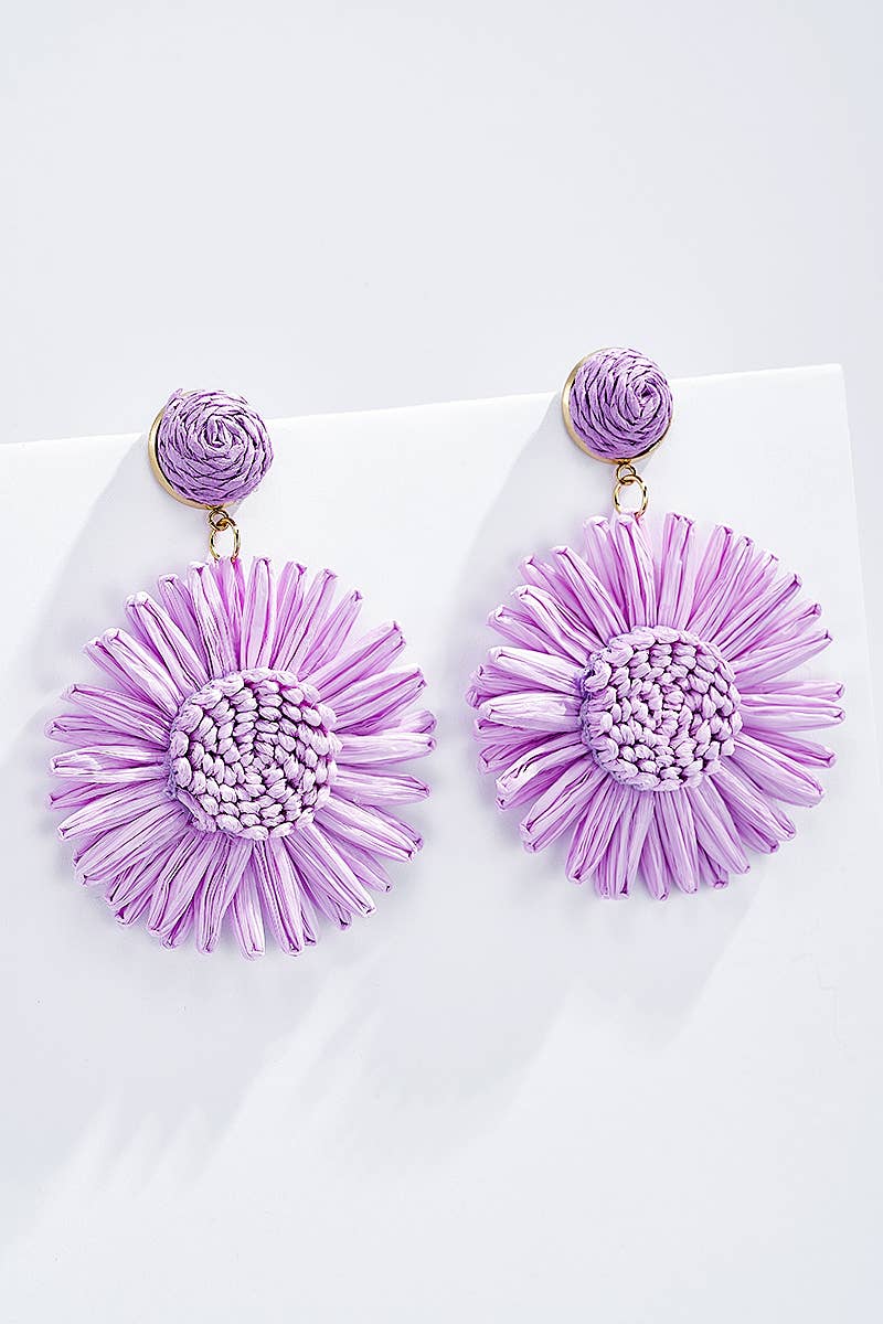 Straw earrings with steel stud 124NN08