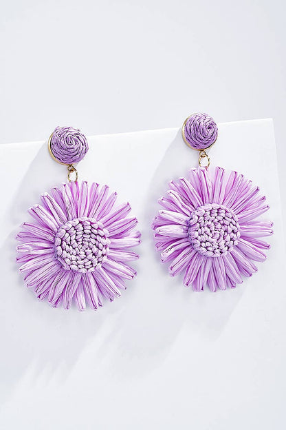 Straw earrings with steel stud 124NN08