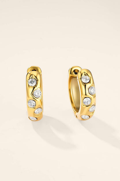 Steel hoop earrings with cubic zirconia 124AQ731