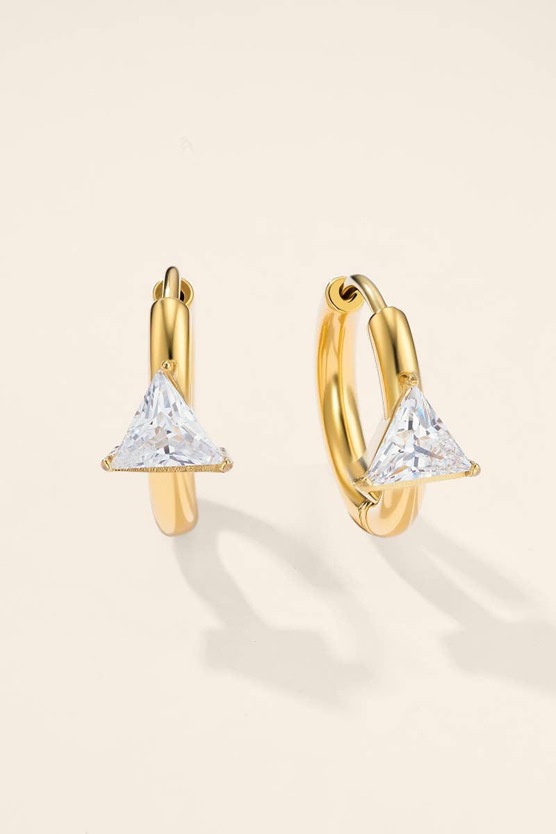 Créoles zircon triangle en acier inoxydable 124AQ792