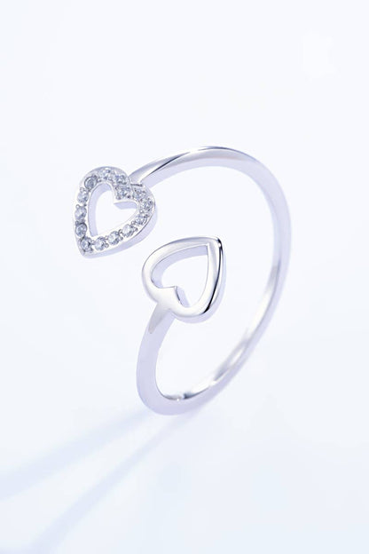 Bague cœur avec strass en acier inoxydable 424AQ61