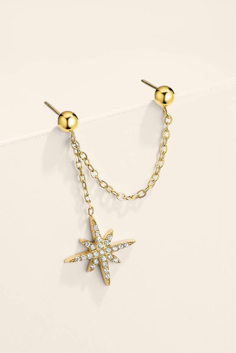Single double-star piercing hoop in steel 124AQ760