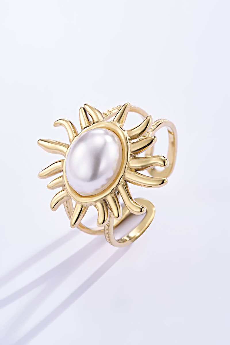 Bague avec perle en acier inoxydable 424RX58