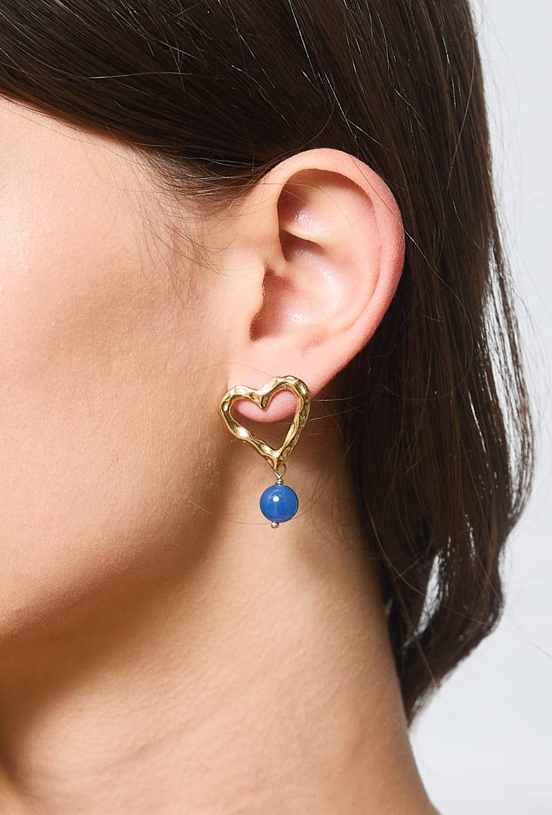 Boucles d'oreilles cœur avec pierre colorée 124AQ188