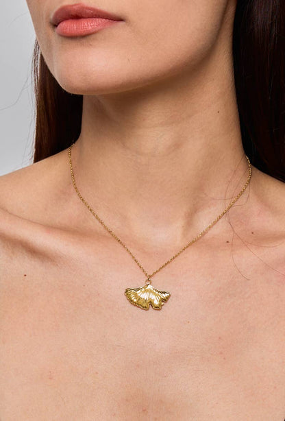224YC03 stainless steel textured necklace