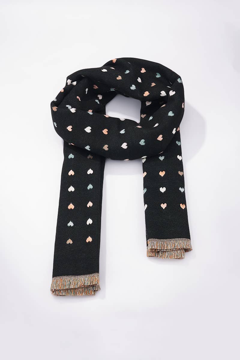 Reversible heart pattern scarf FL209DF