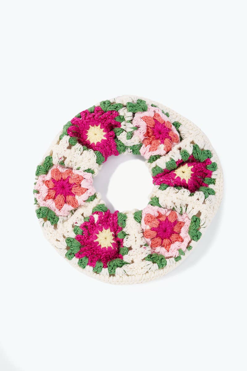 Crochet flower elastic hair scrunchie 13cm FQ303HS