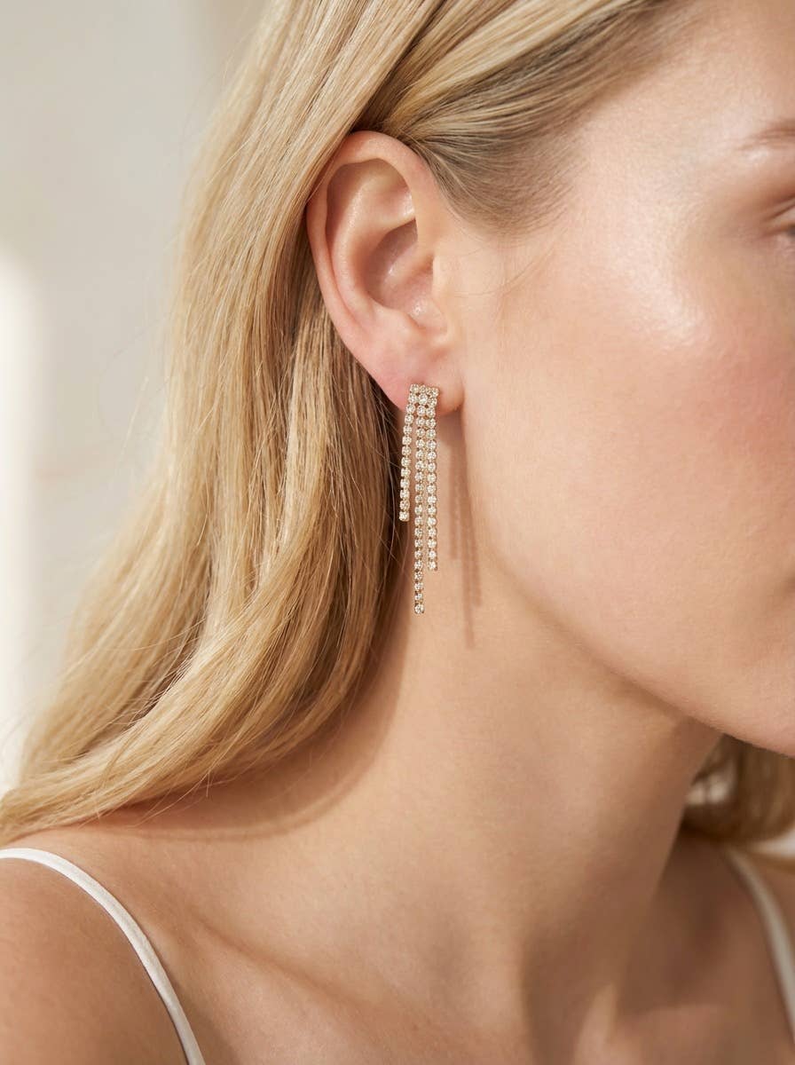 Stainless steel rhinestone earrings 124AQ145