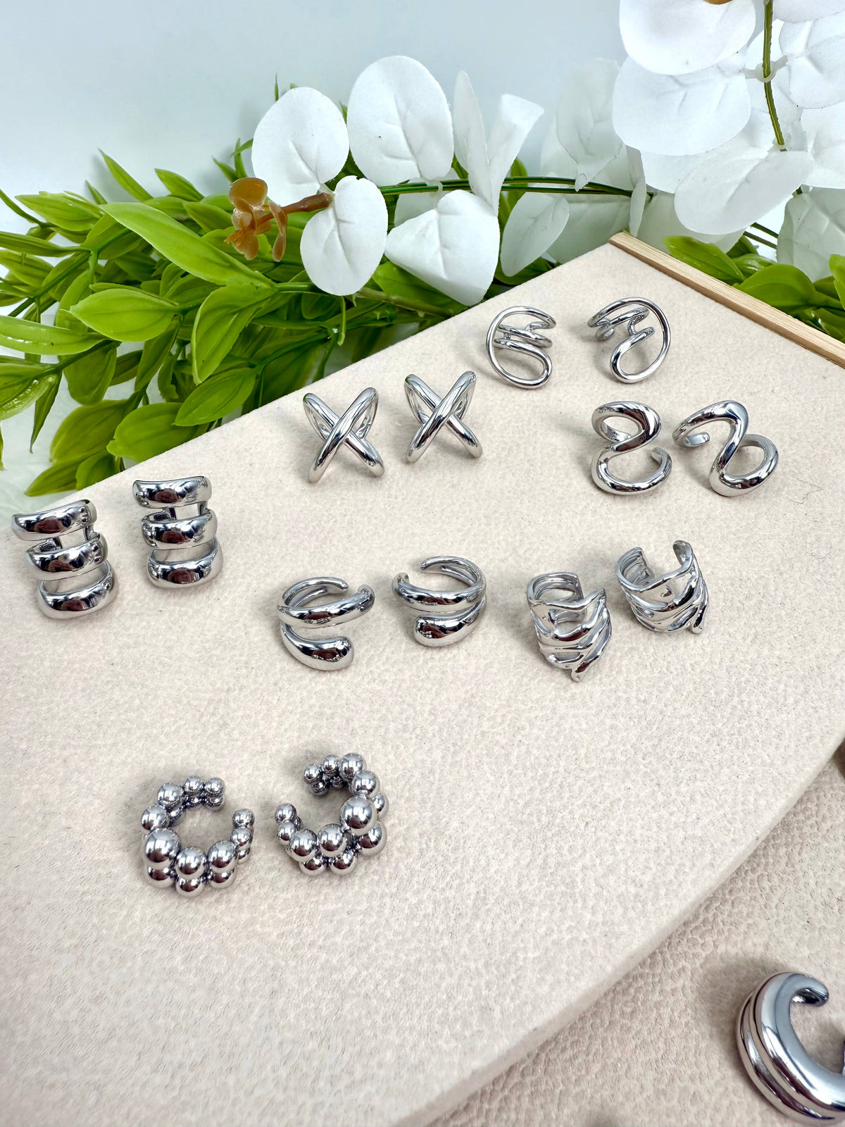 Set of 10 stainless steel earcuffs SET289