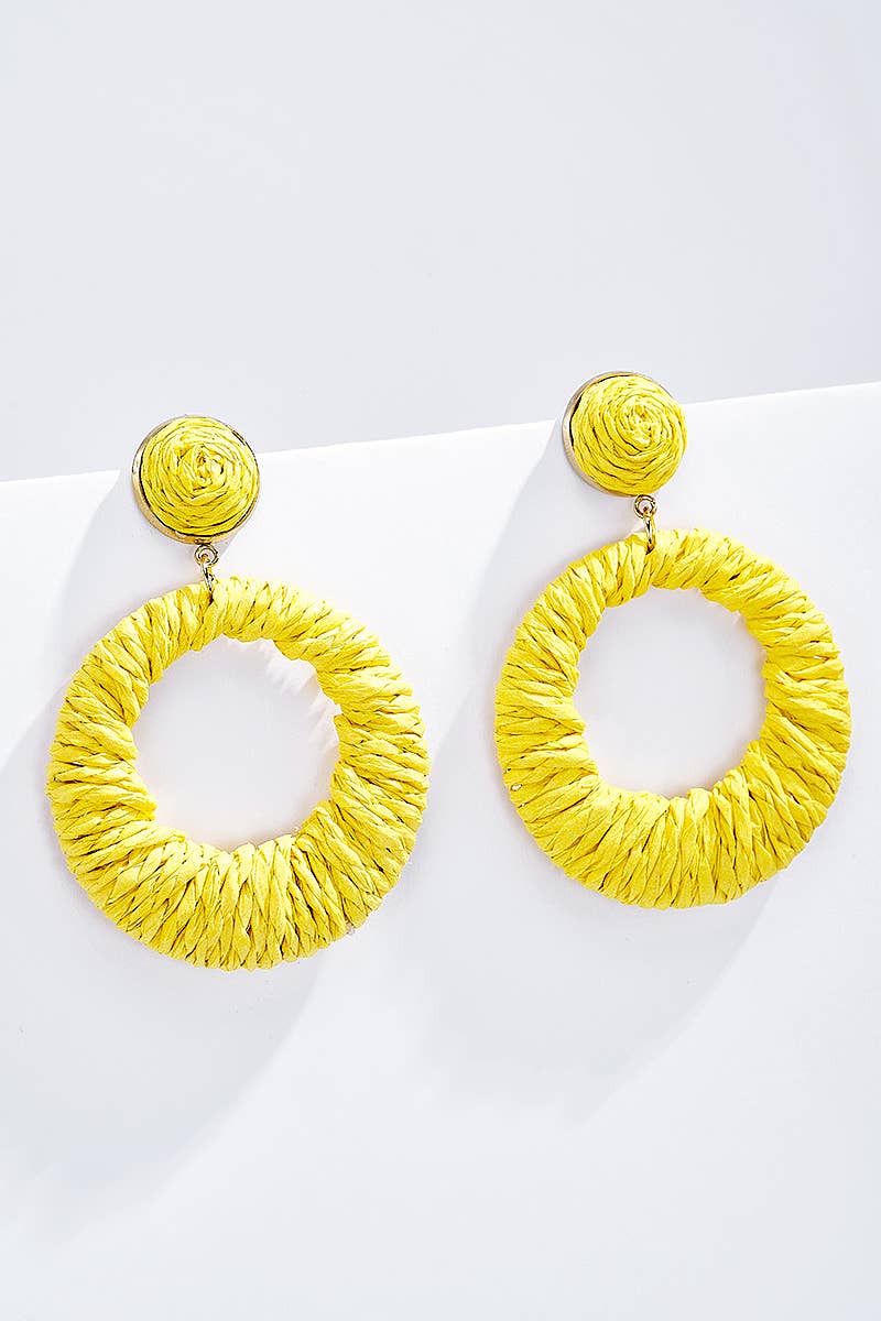 Straw earrings with steel stud 124NN06