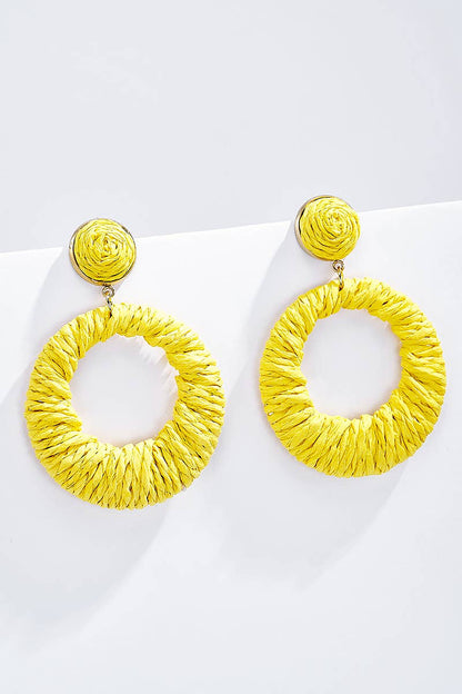 Straw earrings with steel stud 124NN06