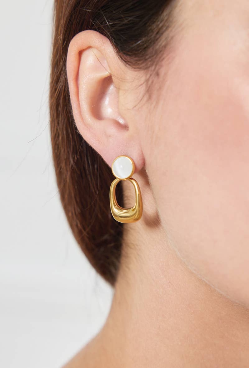Boucles d'oreilles en acier inoxydable avec perles 124DY21