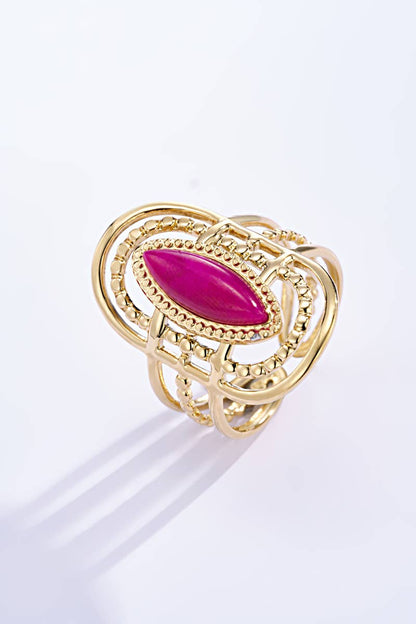 Bague avec pierre coloré en acier inoxydable 424RX89