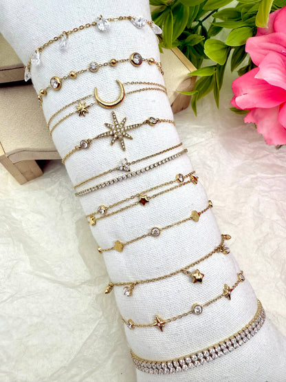 Set of 10 stainless steel bracelets without display stand SET328