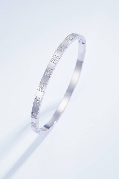 Stainless steel bangle bracelet with rhinestones 324AQ28