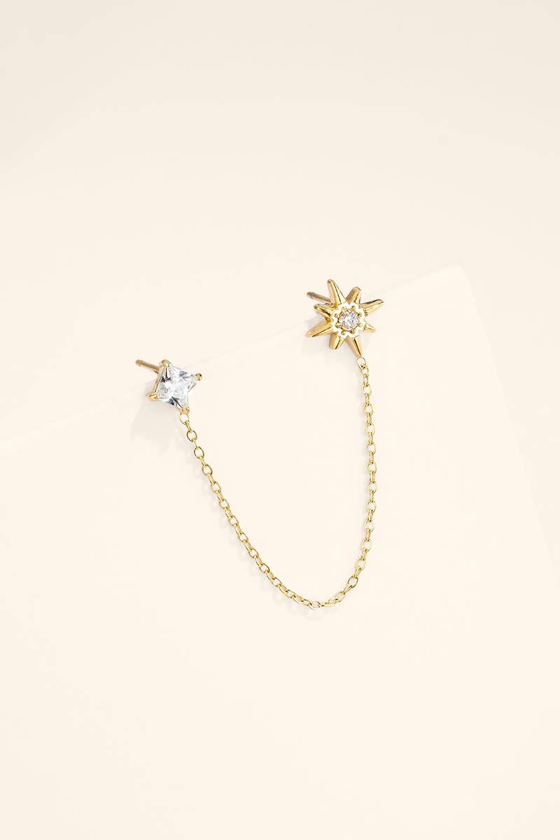 Mono-boucle double piercing étoile en acier 124AQ806