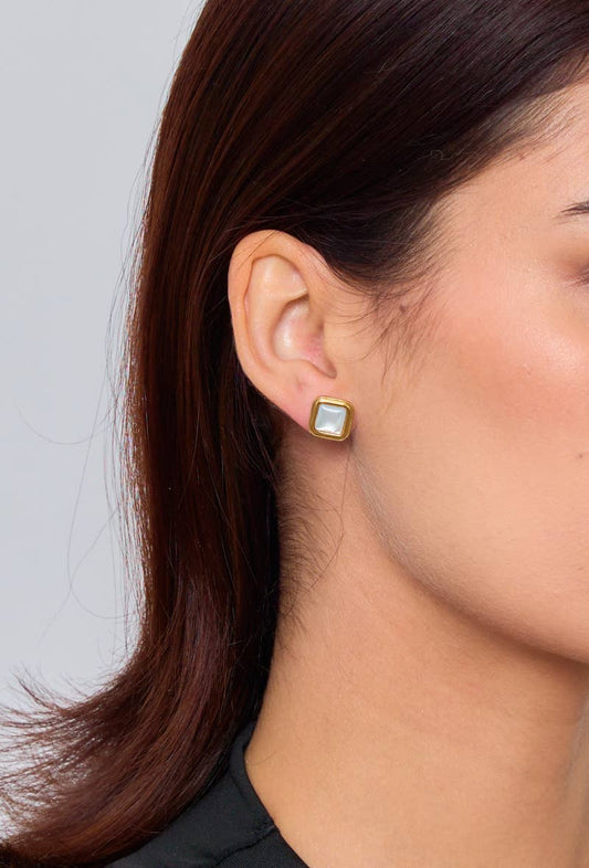 Boucles d'oreilles puces en acier inoxydable 124AQ133