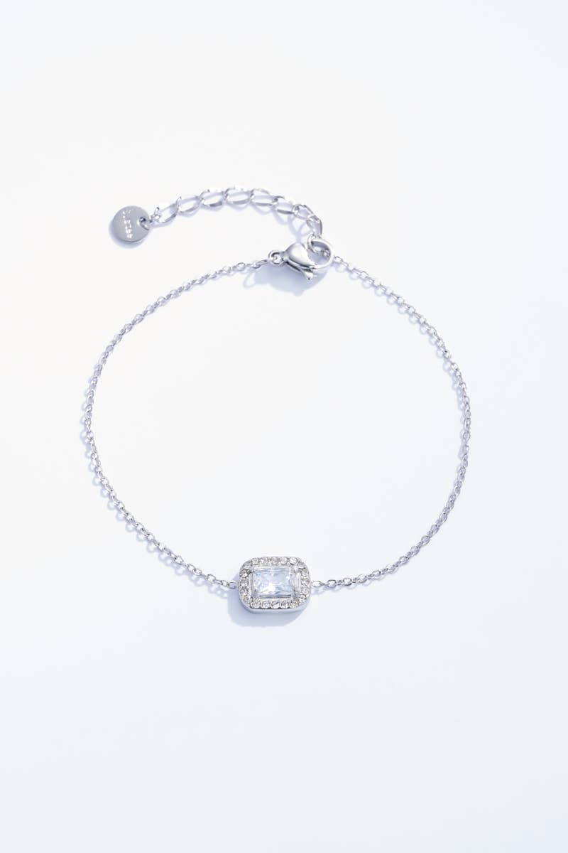 Thin stainless steel bracelet with stone 324AQ04N05