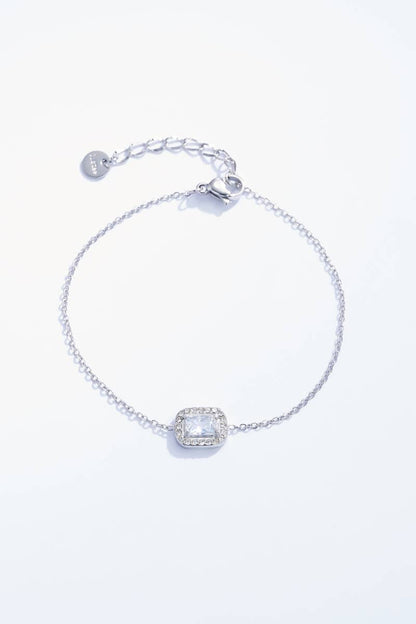 Thin stainless steel bracelet with stone 324AQ04N05