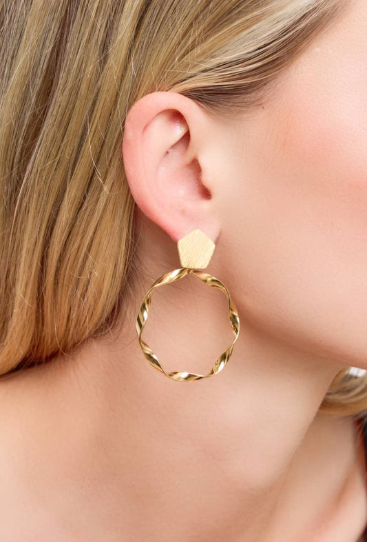 Boucles d'oreilles texturées en acier inoxydable 124RX30