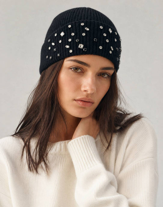 Rhinestone ribbed beanie MJ303SD