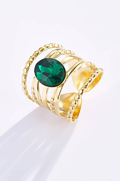 Bague avec pierre colorée en acier inoxydable 424RX83