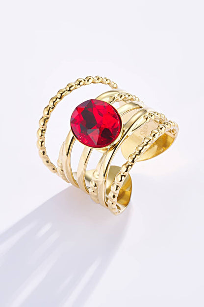 Bague avec pierre colorée en acier inoxydable 424RX83