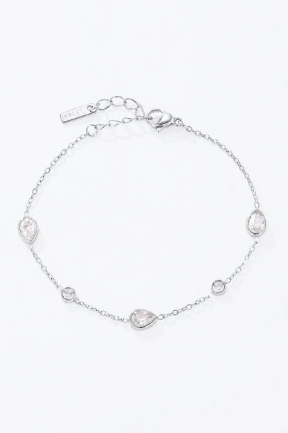 Stainless steel bracelet with pear and round zircons 324AQ530