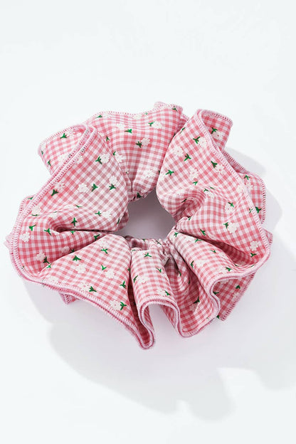 Gingham floral elastic scrunchie 17cm FQ222XQ