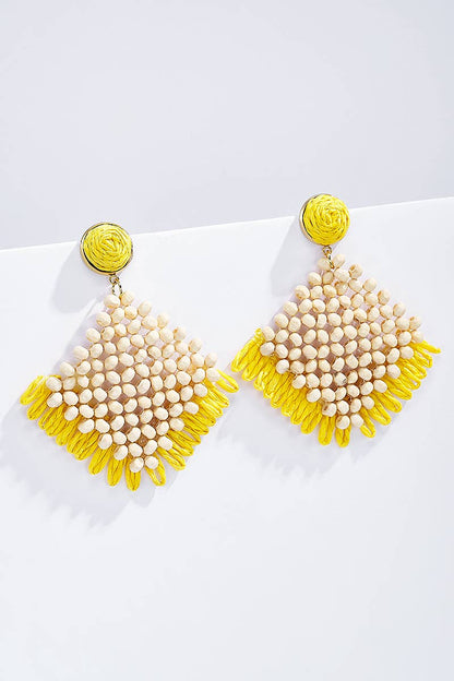 Straw earrings with steel stud 124NN01