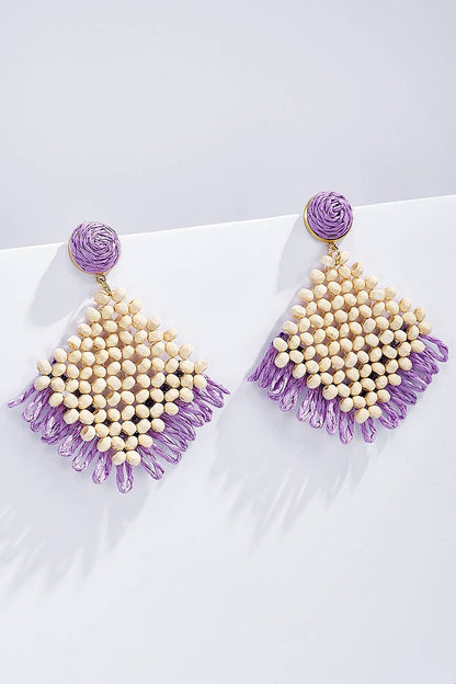 Straw earrings with steel stud 124NN01