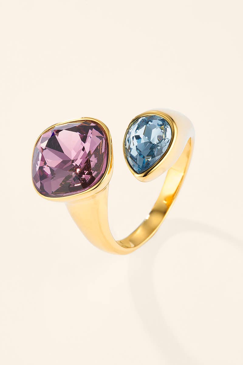 Bague Toi & Moi à zircons en acier inoxydable 424AQ519