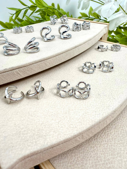 Set of 10 stainless steel earcuffs SET287