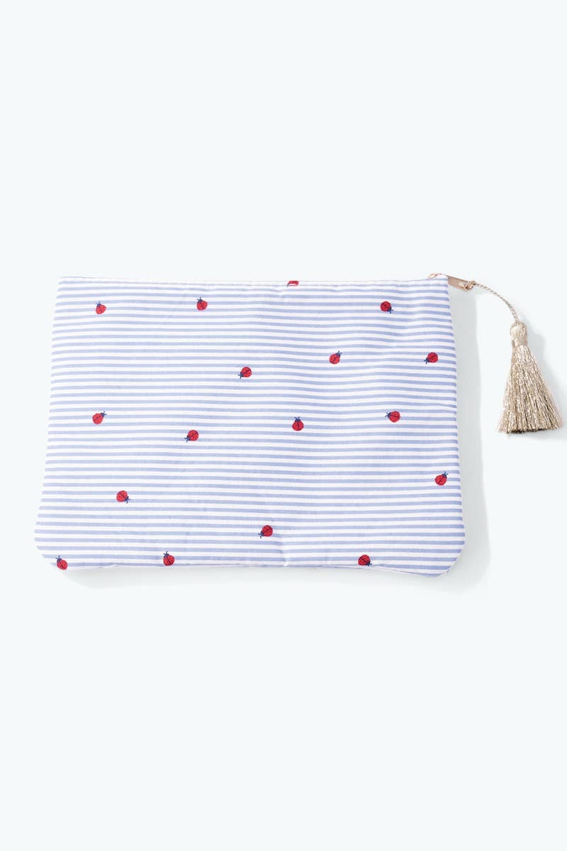 Striped ladybug print pouch 21x16 cm CY66