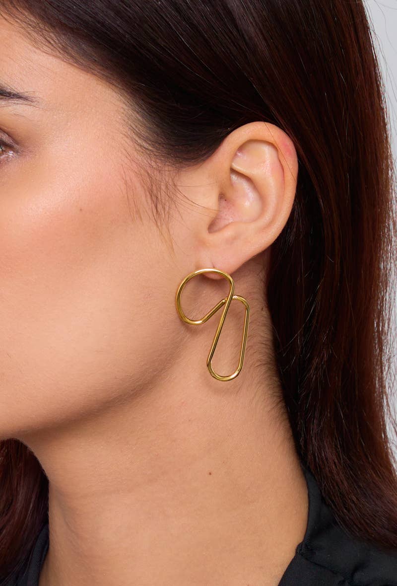 Boucles d'oreilles ondulées en acier inoxydable 124RX16