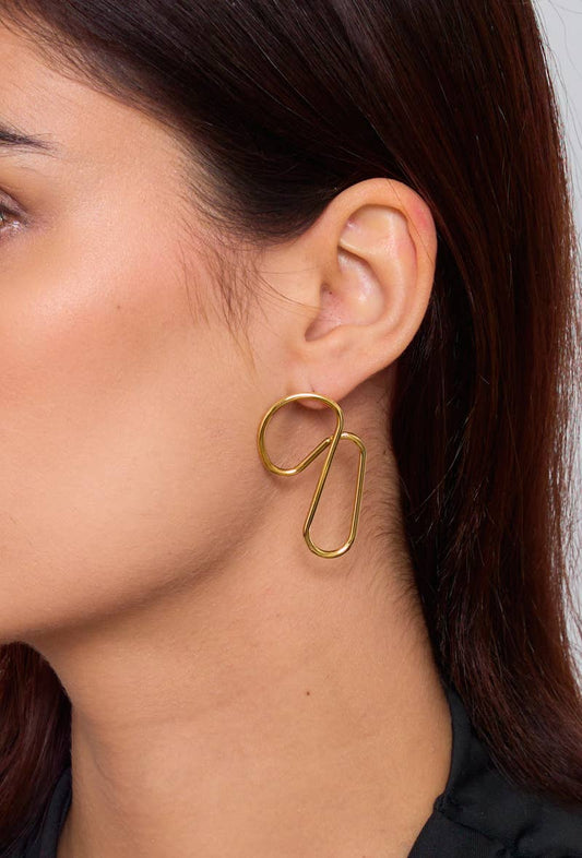 Boucles d'oreilles ondulées en acier inoxydable 124RX16