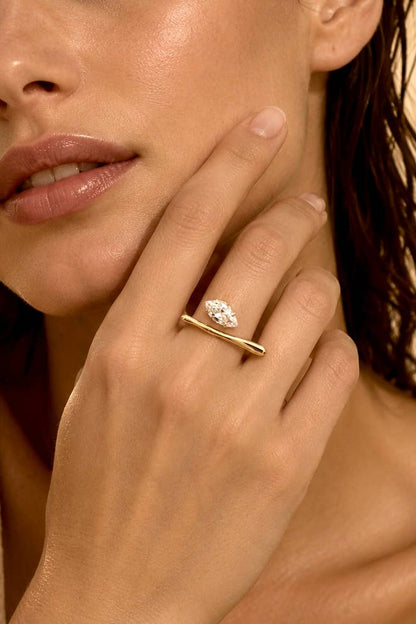 Bague ouverte à zircon en acier inoxydable 424AQ511