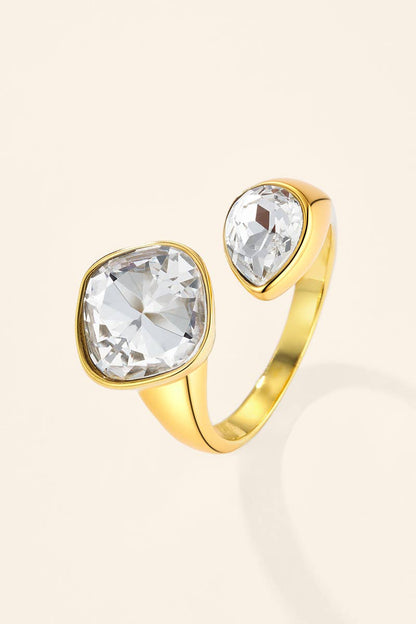 Bague Toi & Moi à zircons en acier inoxydable 424AQ517