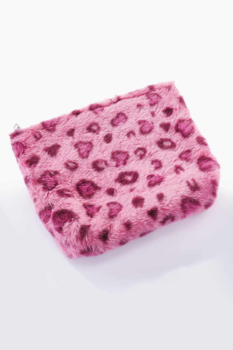 Leopard print faux fur pouch CY227JH