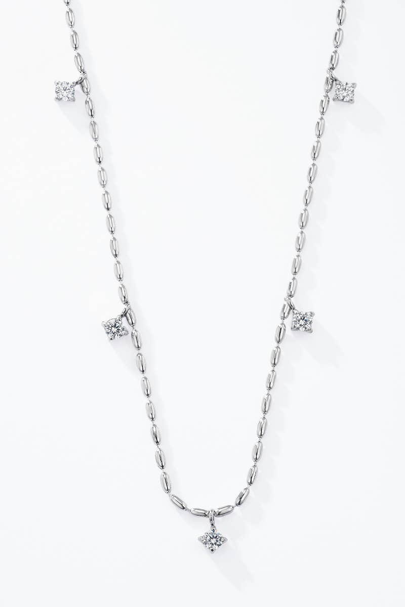 Stainless steel necklace with hanging cubic zirconia 224AQ385