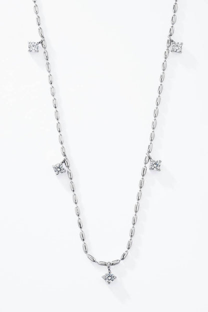 Stainless steel necklace with hanging cubic zirconia 224AQ385