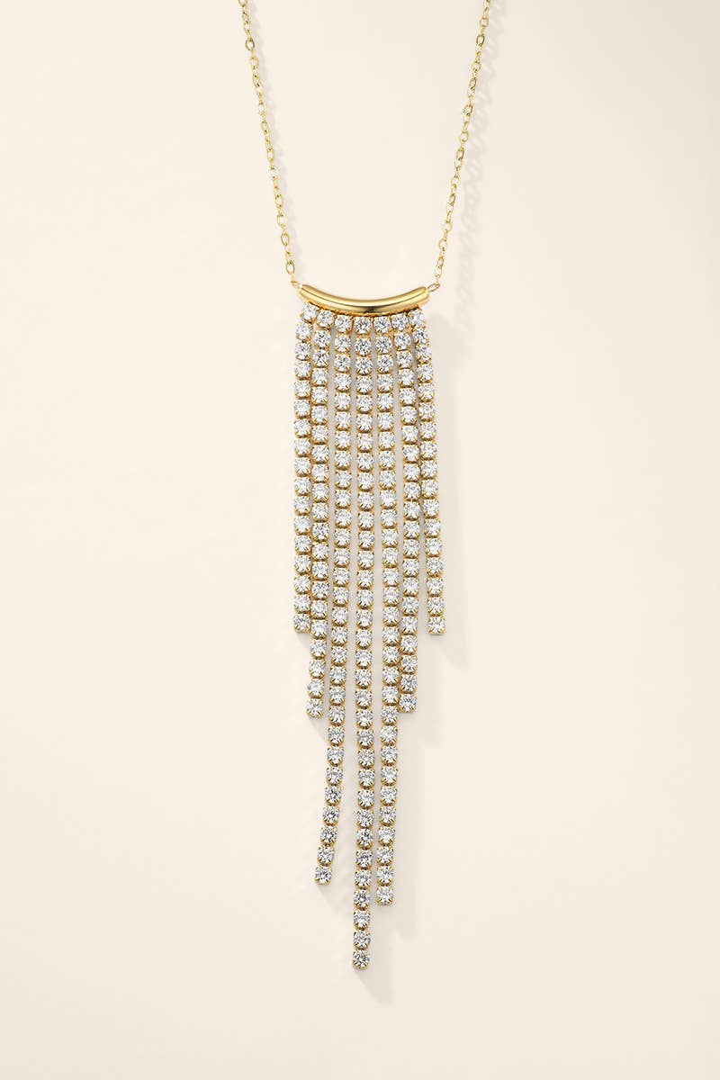 Collier cascade de zircons en acier inoxydable 224AQ389