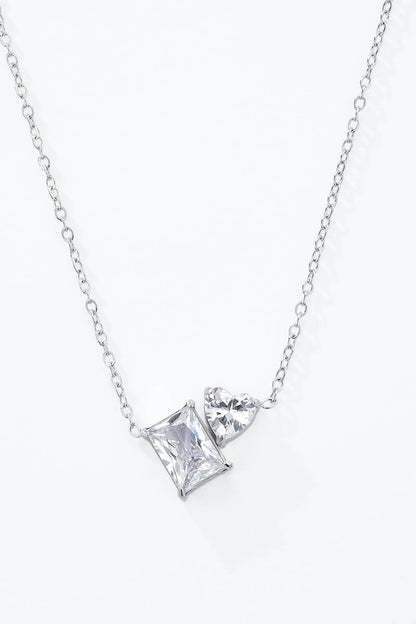Collier Toi & Moi à zircons en acier inoxydable 224AQ395