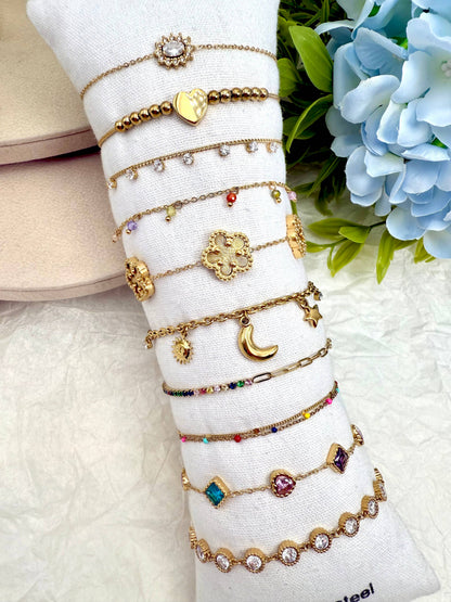 Set 10 bracelets en acier inoxydable sans présentoir SET338