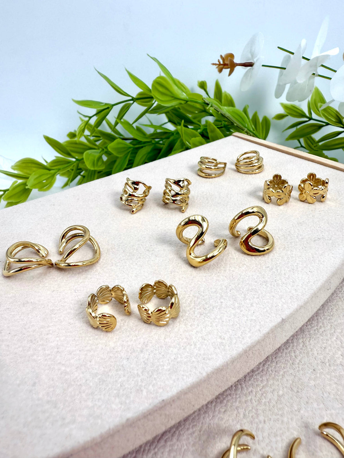 Set of 10 stainless steel ear cuffs SET286