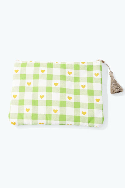 Heart gingham print pouch 21x16 cm CY70