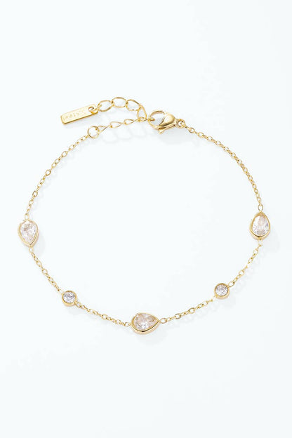 Stainless steel bracelet with pear and round zircons 324AQ530